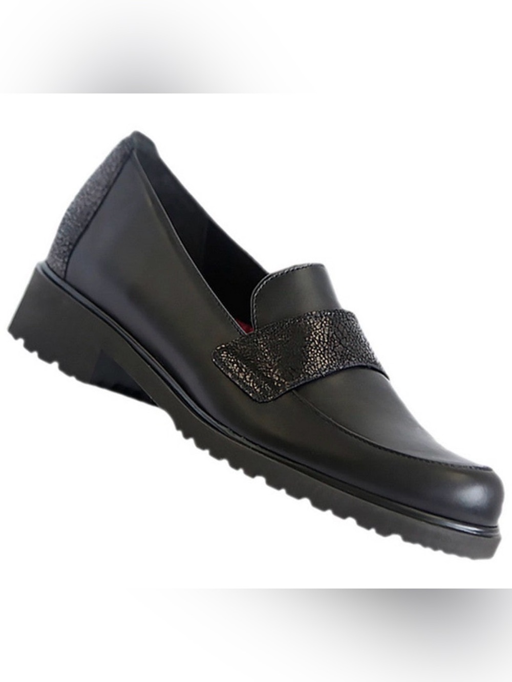 NWOT Munro Geena Black Leather Loafers Lug Sole Shoes 7.5M - Picture 8 of 9